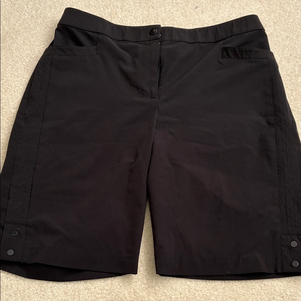 Women’s Black Bermuda Shorts with Side Snap Detail